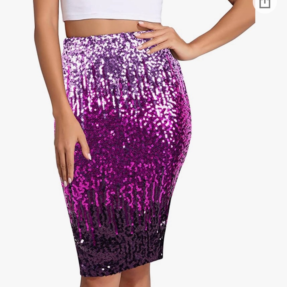 Sequin skirt, size Large. Color: Periwinkle/Festival Fuchsia/Dark Purple.